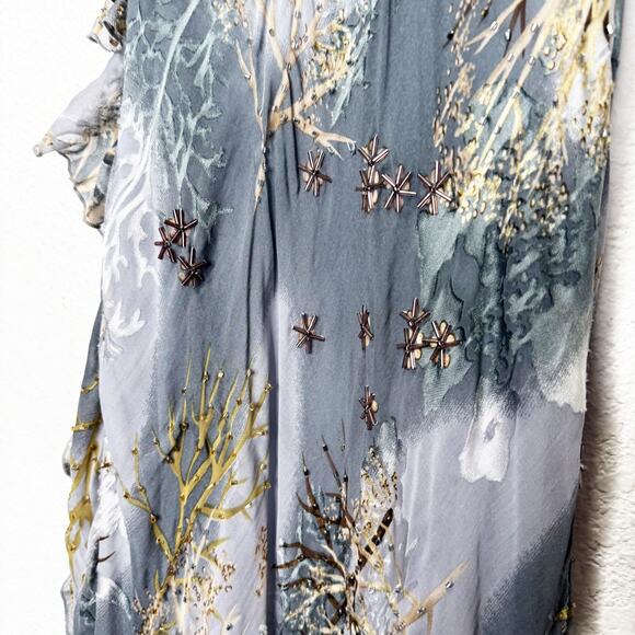 NWT Soulmates Y2K Vintage Silk Beaded Forest Fairy Ruffle Ethereal Dress - Picture 8 of 15